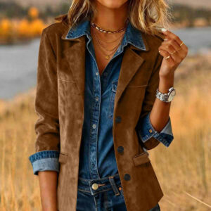 Winter Western-style Suede-Look Biker Jacket Coat
