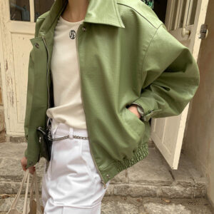 Women's Fashionable Retro Casual Zip-Up Collar Jacket